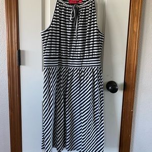 Womens Black & White Striped Dress